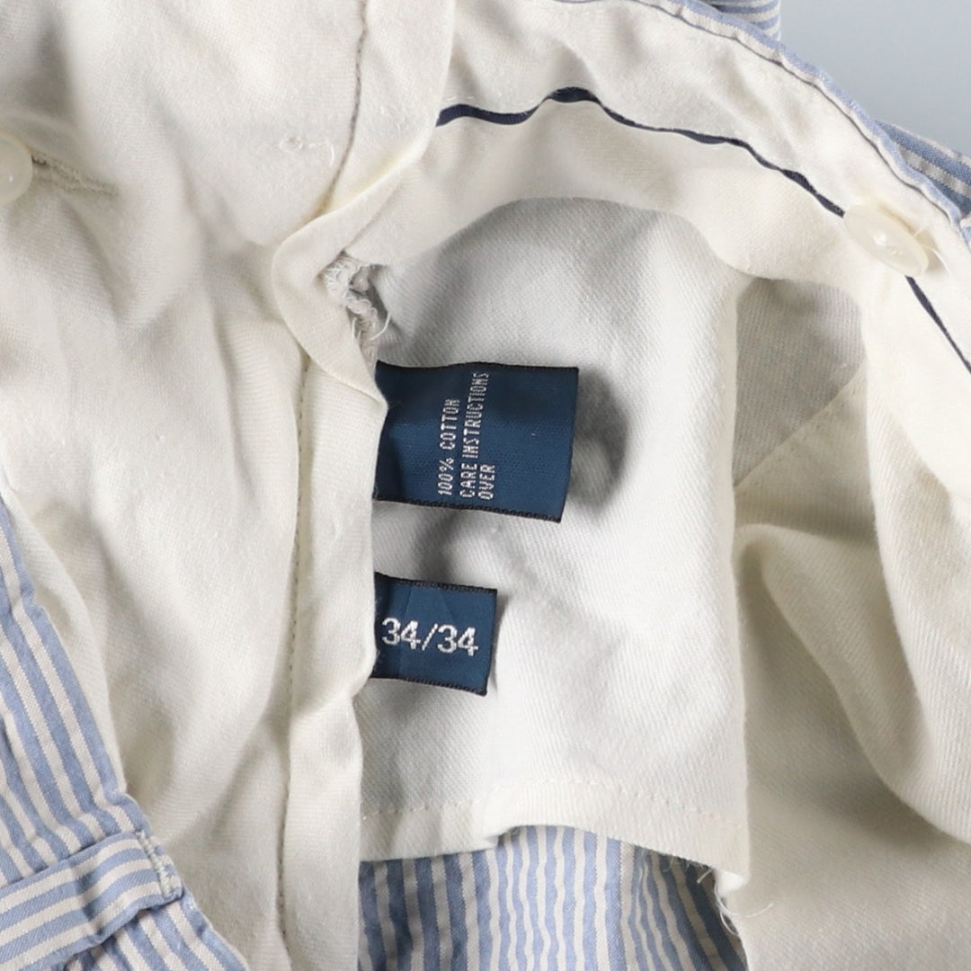 Ralph Lauren POLO by Ralph Lauren seersucker slacks, men's size W35 cotton Blue type light blue Vintage Second Hand