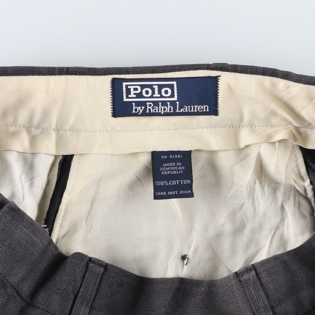 Ralph Lauren POLO by Ralph Lauren two-pleat slacks, men's size W29 cotton gray type Vintage Second Hand