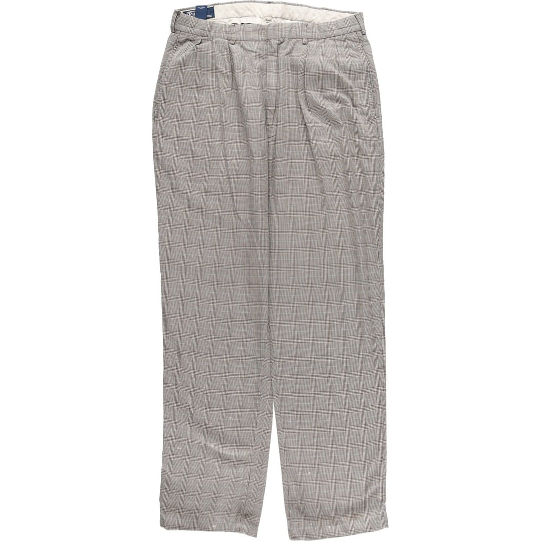 Ralph Lauren POLO by Ralph Lauren Houndstooth Pattern Two-Pleated Cotton Slacks, Men's Size W31 cotton gray type Vintage Second Hand