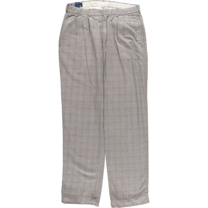 Ralph Lauren POLO by Ralph Lauren Houndstooth Pattern Two-Pleated Cotton Slacks, Men's Size W31 cotton gray type Vintage Second Hand