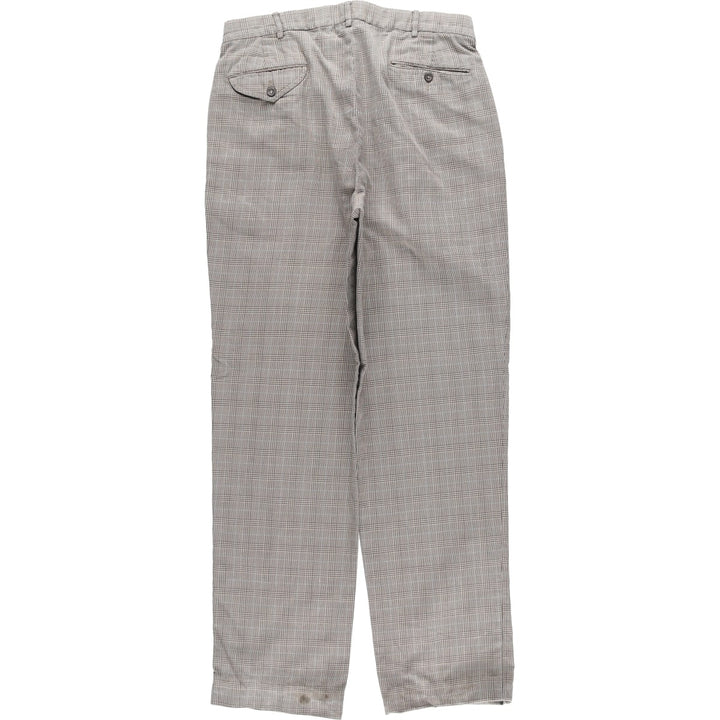 Ralph Lauren POLO by Ralph Lauren Houndstooth Pattern Two-Pleated Cotton Slacks, Men's Size W31 cotton gray type Vintage Second Hand