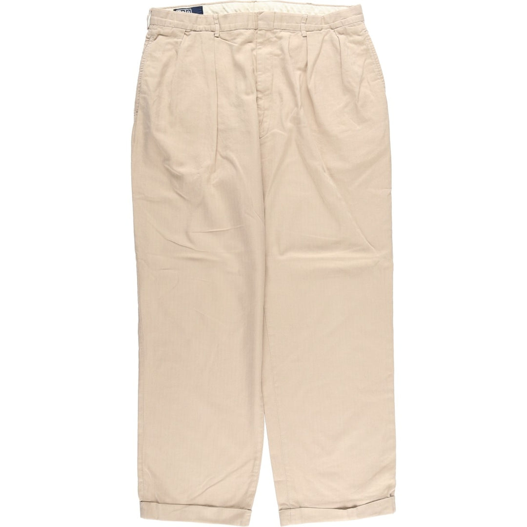 Ralph Lauren POLO by Ralph Lauren Two-pleat slacks pants for men, size W34 cotton Beige type Vintage Second Hand
