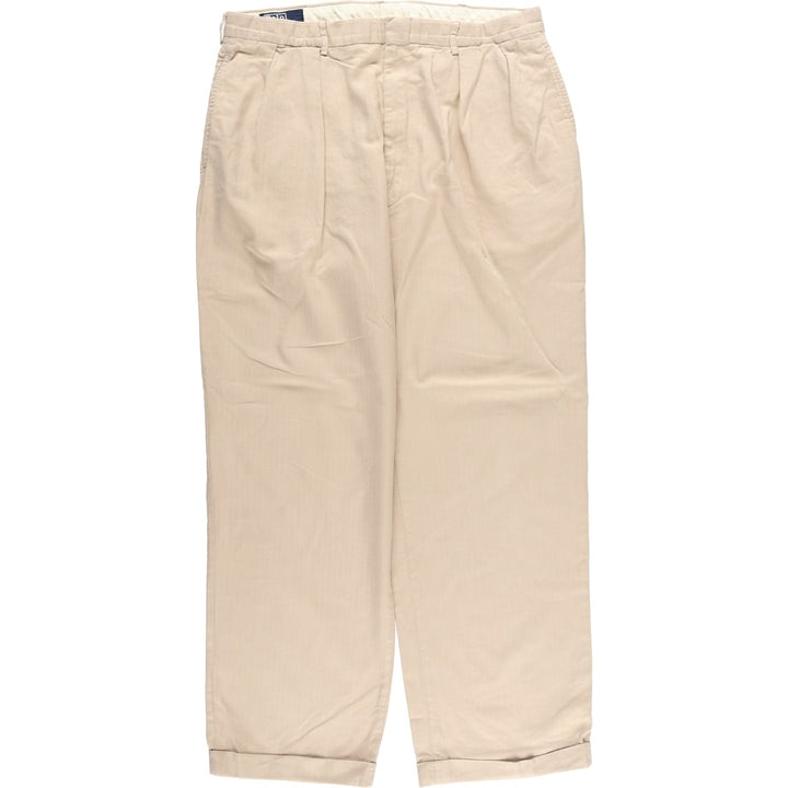 Ralph Lauren POLO by Ralph Lauren Two-pleat slacks pants for men, size W34 cotton Beige type Vintage Second Hand