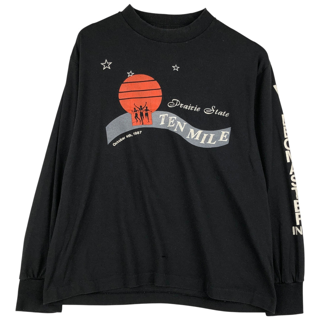 90'S Tee Jays HEF-T Long Sleeve T-Shirt, Made in USA, Men's Size Medium cotton black type Vintage Second Hand