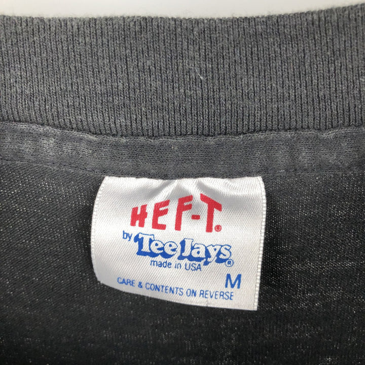 90'S Tee Jays HEF-T Long Sleeve T-Shirt, Made in USA, Men's Size Medium cotton black type Vintage Second Hand