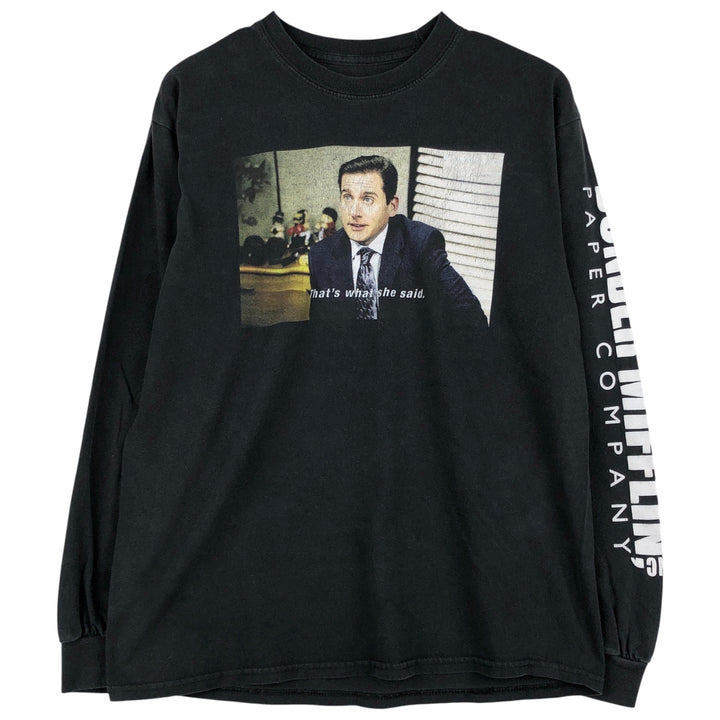 90'S THE OFFICE TV Drama Long Sleeve T-Shirt, Men's Size Medium cotton black type Vintage Second Hand