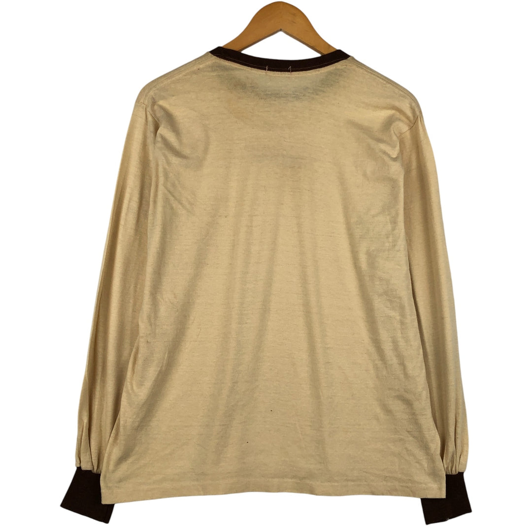 Vintage 1980'S Munsingwear Solid Pocket Long Sleeve T-Shirt, Men's XL polyester Beige type Vintage Second Hand