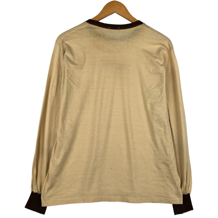 Vintage 1980'S Munsingwear Solid Pocket Long Sleeve T-Shirt, Men's XL polyester Beige type Vintage Second Hand