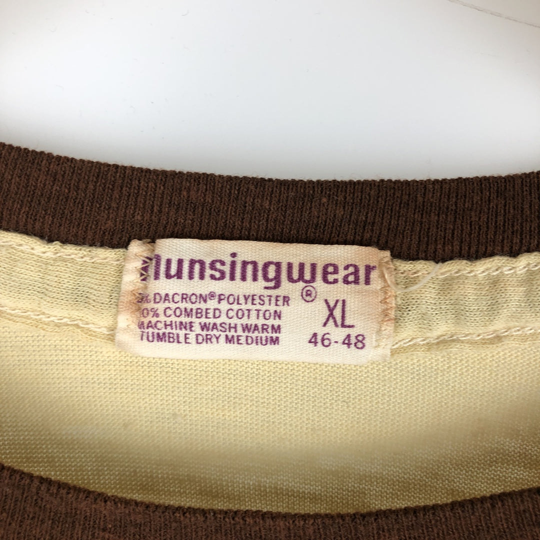 Vintage 1980'S Munsingwear Solid Pocket Long Sleeve T-Shirt, Men's XL polyester Beige type Vintage Second Hand
