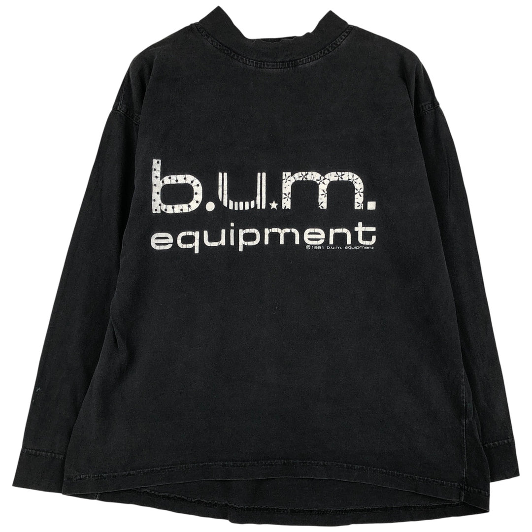 bum long T-shirt, men's size M cotton black type Vintage Second Hand