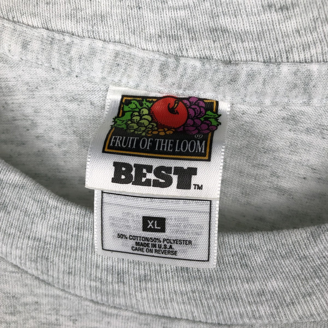 90'S Fruit of the Loom Best Long Sleeve T-Shirt, Made in USA, Men's XL, Vintage cotton gray type Vintage Second Hand