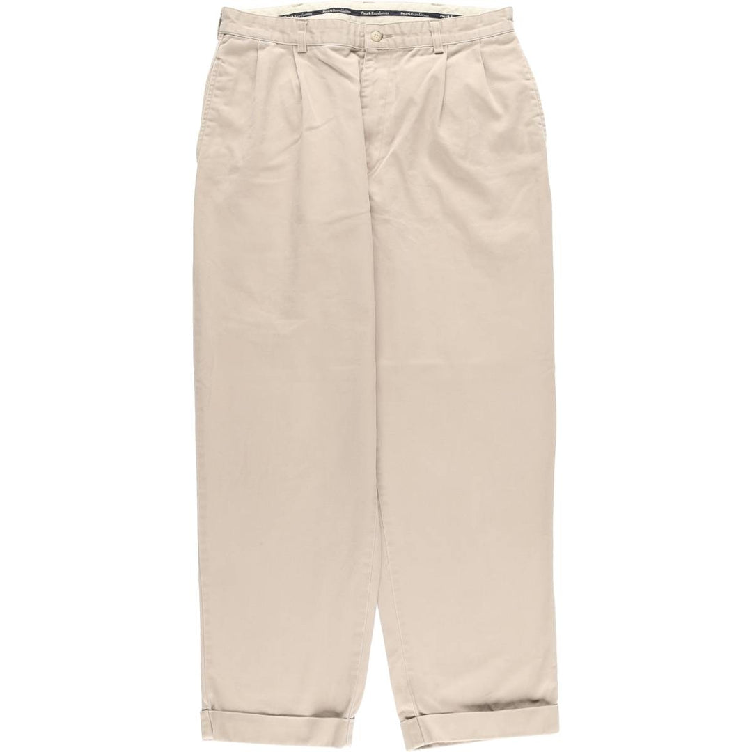Ralph Lauren Polo Ralph Lauren Two-pleat Chino Pants for Men, W34 equivalent cotton Beige type Vintage Second Hand