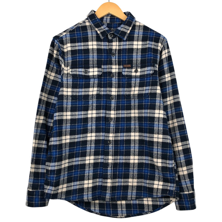 Orvis Classic Collection Long Sleeve Heavy Flannel Check Shirt, Men's Size Small cotton blue type Vintage Second Hand