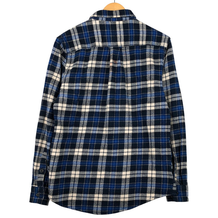 Orvis Classic Collection Long Sleeve Heavy Flannel Check Shirt, Men's Size Small cotton blue type Vintage Second Hand