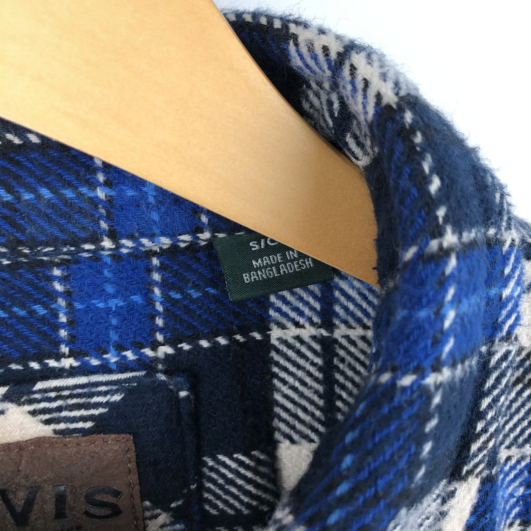Orvis Classic Collection Long Sleeve Heavy Flannel Check Shirt, Men's Size Small cotton blue type Vintage Second Hand