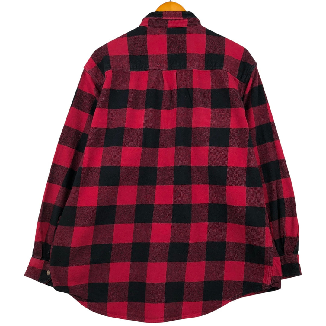 FIELD AND STREAM Buffalo Check Long Sleeve Heavy Flannel Check Shirt Men's XL cotton wine-red Vintage Second Hand