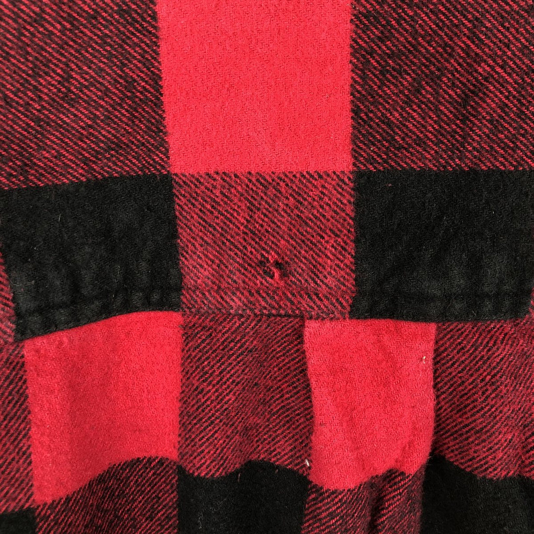 FIELD AND STREAM Buffalo Check Long Sleeve Heavy Flannel Check Shirt Men's XL cotton wine-red Vintage Second Hand