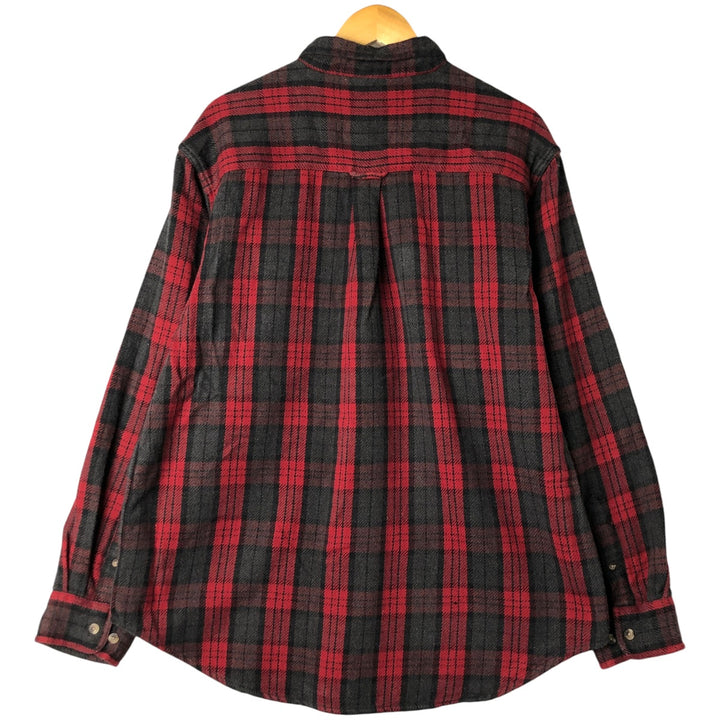 Guide Series Long Sleeve Heavy Flannel Check Shirt Men's Size L cotton wine-red Vintage Second Hand