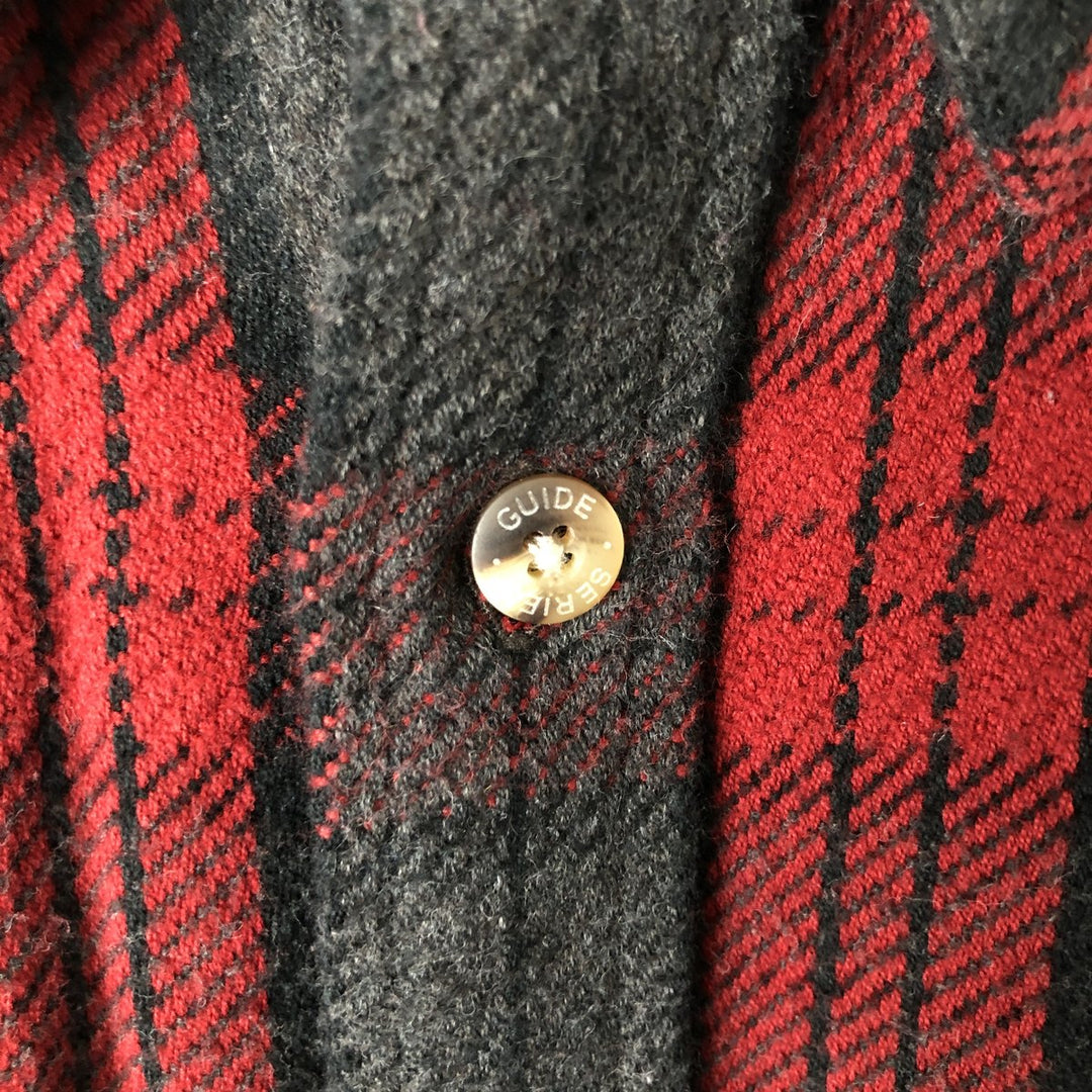 Guide Series Long Sleeve Heavy Flannel Check Shirt Men's Size L cotton wine-red Vintage Second Hand
