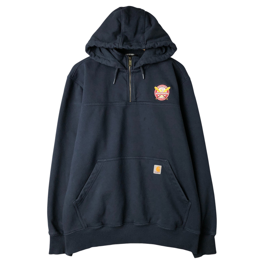 Carhartt Loose Fit Half-Zip Hoodie, Men's Size L cotton navy blue type Vintage Second Hand