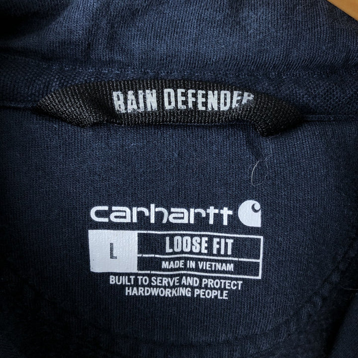 Carhartt Loose Fit Half-Zip Hoodie, Men's Size L cotton navy blue type Vintage Second Hand