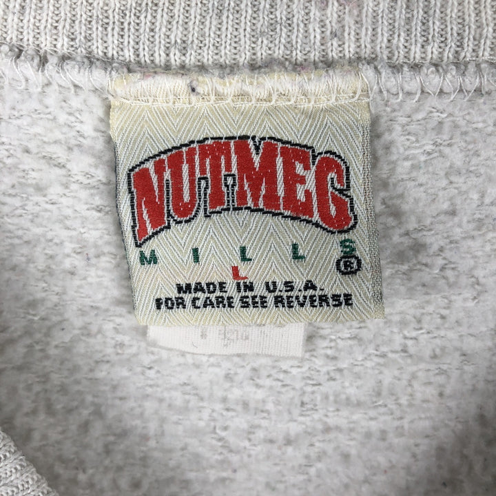 Vintage 90'S Nutmeg print sweatshirt, made in the USA, size L, men's cotton gray type Vintage Second Hand