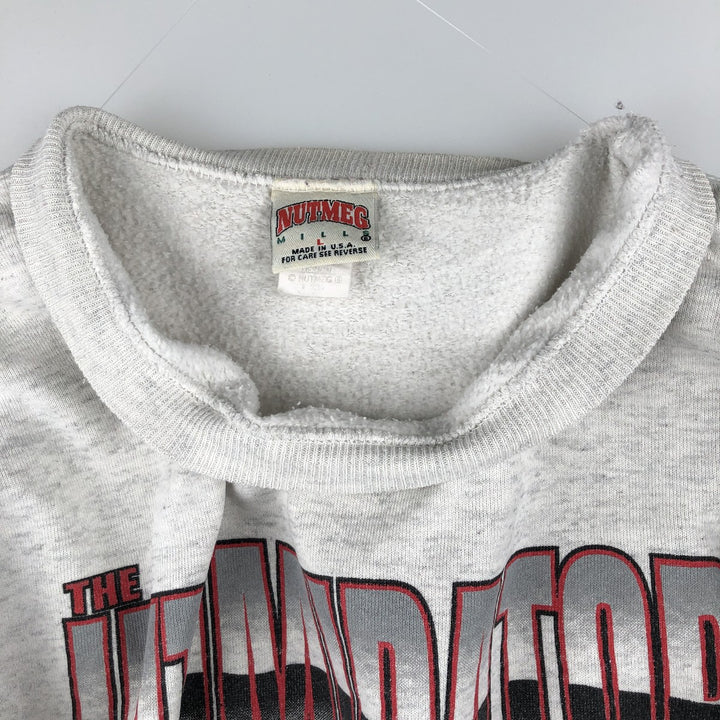Vintage 90'S Nutmeg print sweatshirt, made in the USA, size L, men's cotton gray type Vintage Second Hand