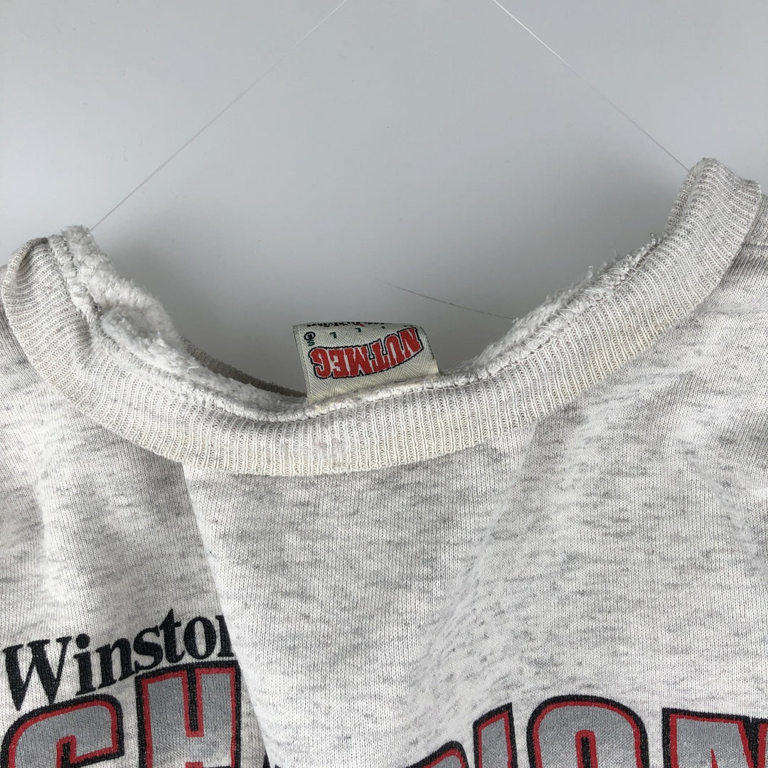 Vintage 90'S Nutmeg print sweatshirt, made in the USA, size L, men's cotton gray type Vintage Second Hand