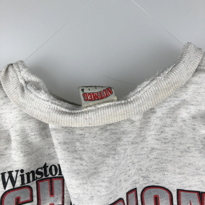 Vintage 90'S Nutmeg print sweatshirt, made in the USA, size L, men's cotton gray type Vintage Second Hand
