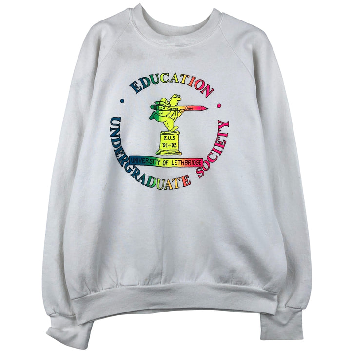 Vintage 90'S Fruit of the Loom college sweatshirt, made in Canada, size L, men's cotton white type Vintage Second Hand