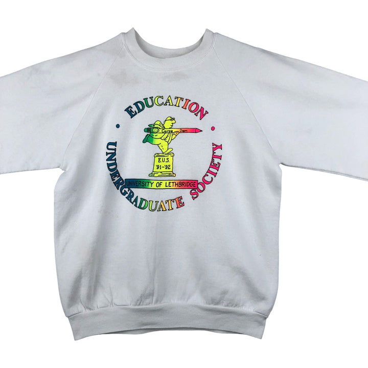 Vintage 90'S Fruit of the Loom college sweatshirt, made in Canada, size L, men's cotton white type Vintage Second Hand