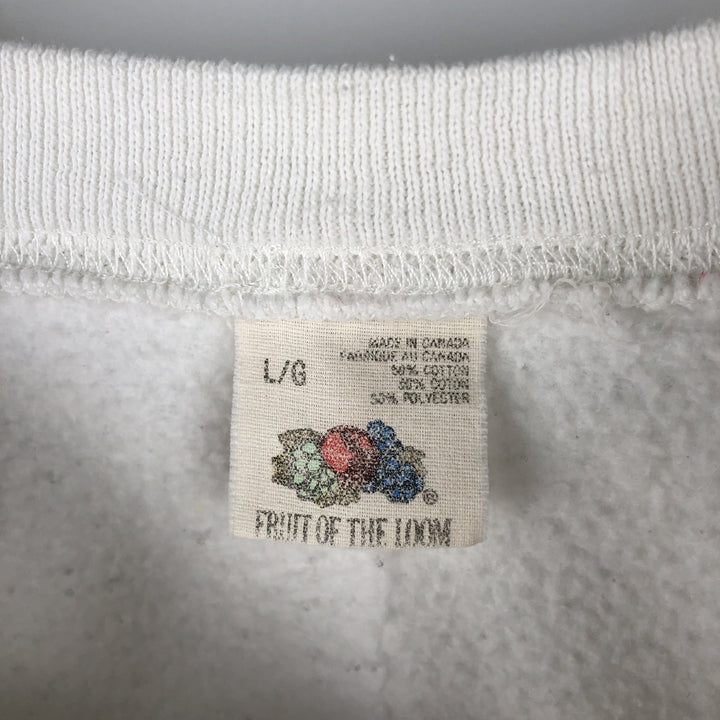 Vintage 90'S Fruit of the Loom college sweatshirt, made in Canada, size L, men's cotton white type Vintage Second Hand