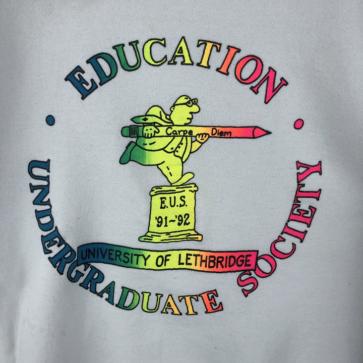 Vintage 90'S Fruit of the Loom college sweatshirt, made in Canada, size L, men's cotton white type Vintage Second Hand