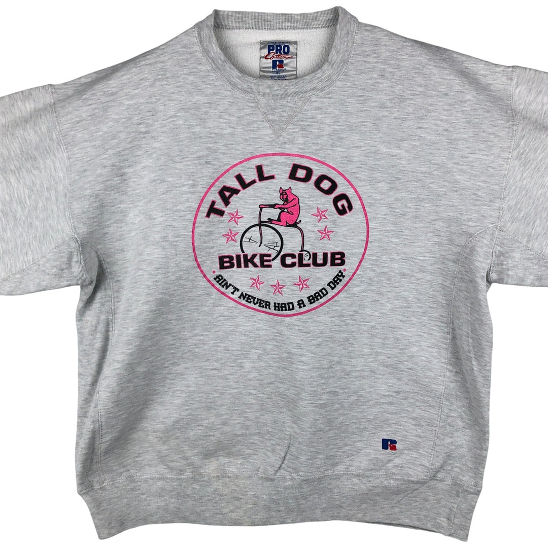 Vintage 90'S Russell PRO COTTON printed sweatshirt, Made in USA, Men's XL cotton gray type Vintage Second Hand