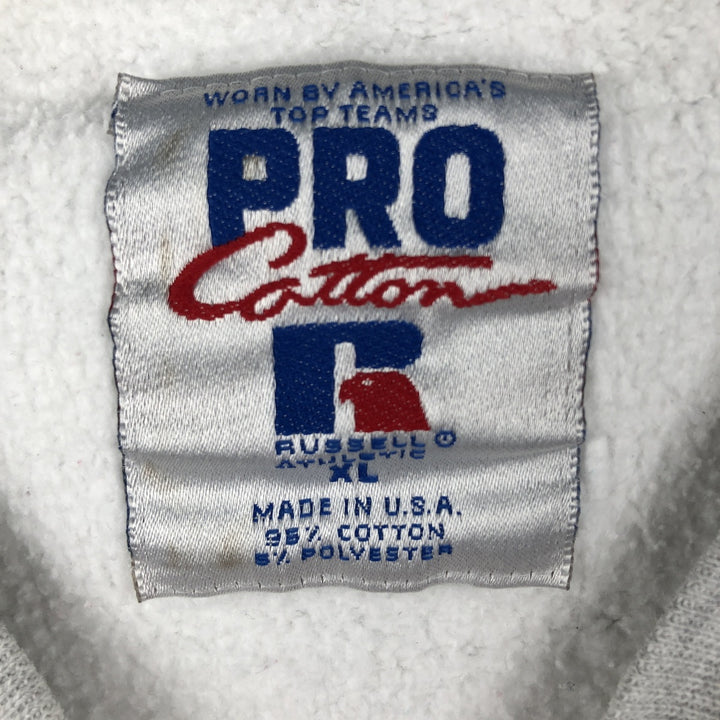 Vintage 90'S Russell PRO COTTON printed sweatshirt, Made in USA, Men's XL cotton gray type Vintage Second Hand