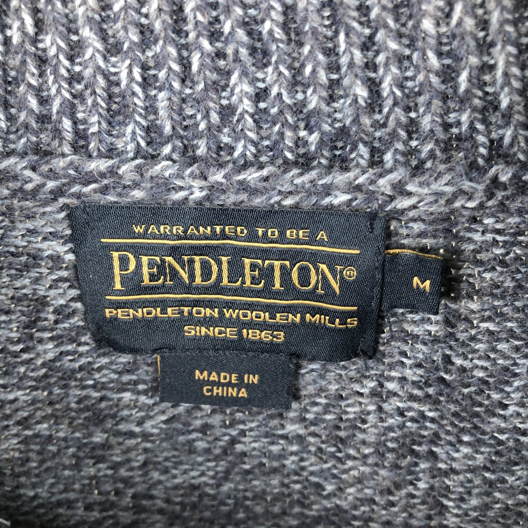 Pendleton Cotton Knit Half-Button Sweater, Men's Size M cotton Charcoal Vintage Second Hand
