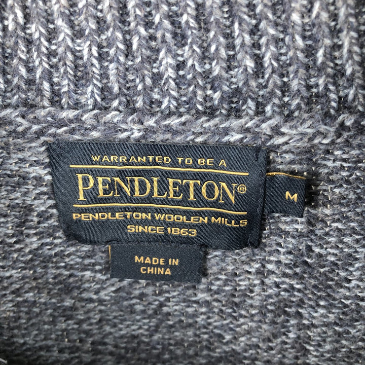 Pendleton Cotton Knit Half-Button Sweater, Men's Size M cotton Charcoal Vintage Second Hand