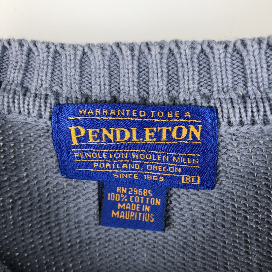 Pendleton Cotton Knit Sweater, Men's Size XL cotton Blue type light blue Vintage Second Hand
