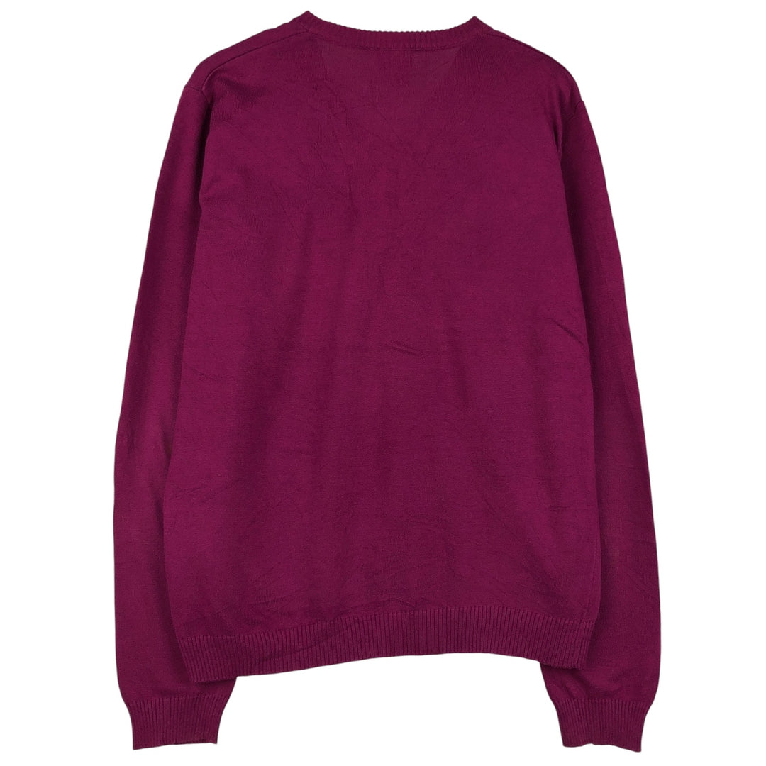 Lacoste V-neck cotton knit sweater, size 5, men's size L cotton Purple type red-purple Vintage Second Hand