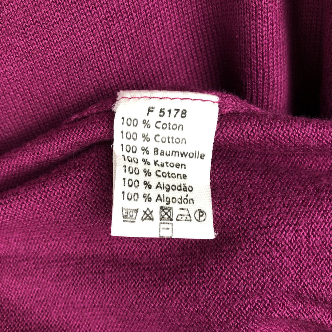 Lacoste V-neck cotton knit sweater, size 5, men's size L cotton Purple type red-purple Vintage Second Hand