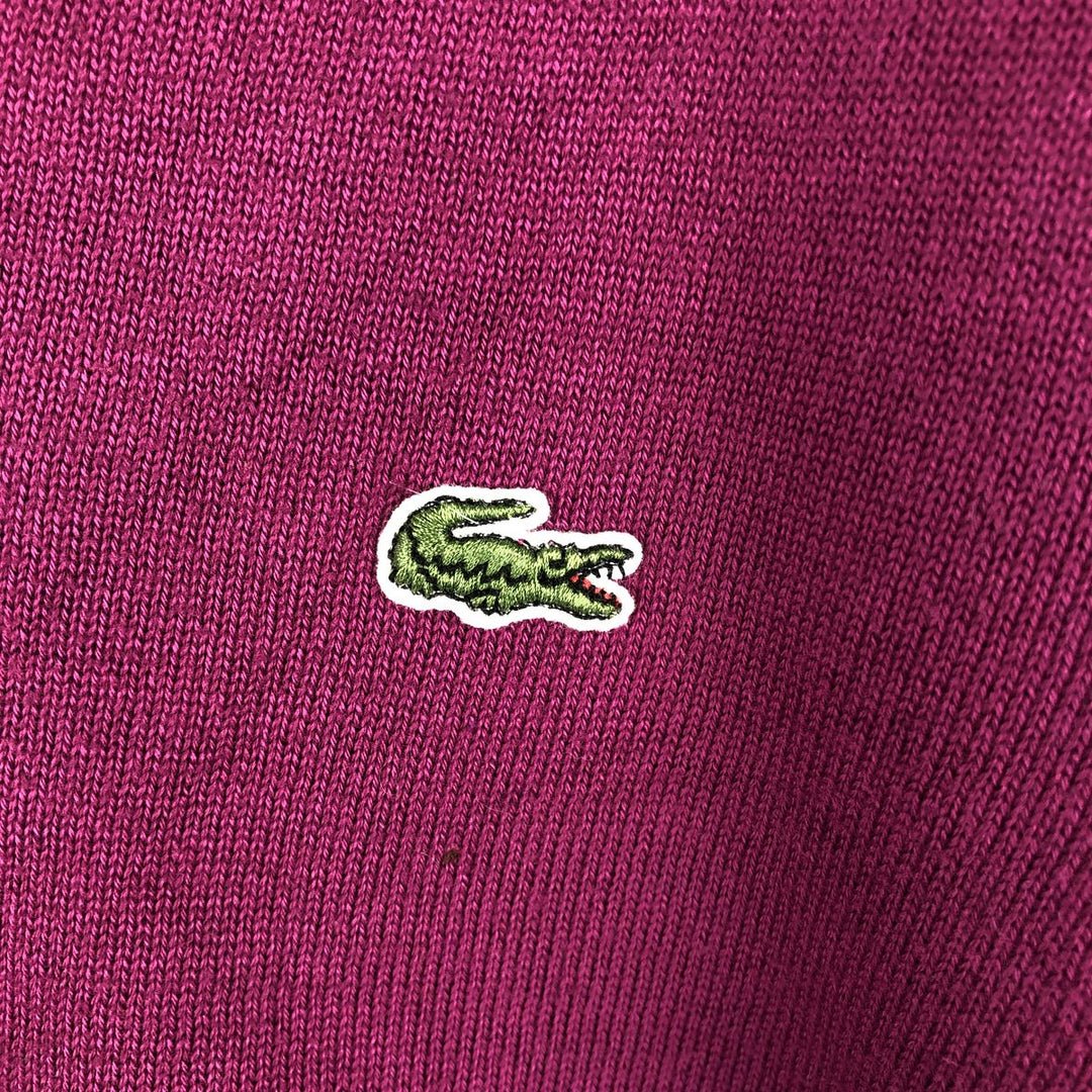 Lacoste V-neck cotton knit sweater, size 5, men's size L cotton Purple type red-purple Vintage Second Hand