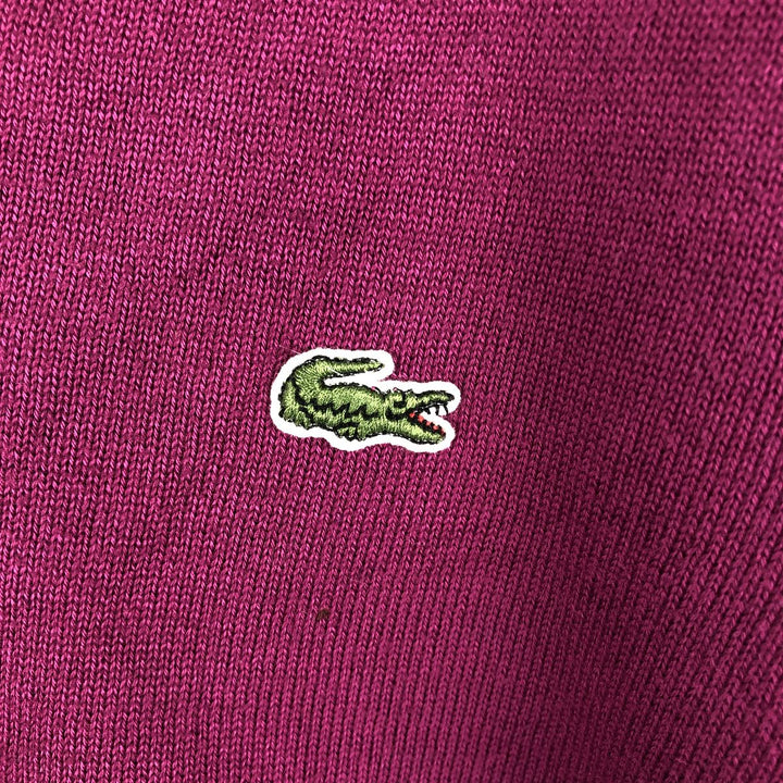 Lacoste V-neck cotton knit sweater, size 5, men's size L cotton Purple type red-purple Vintage Second Hand