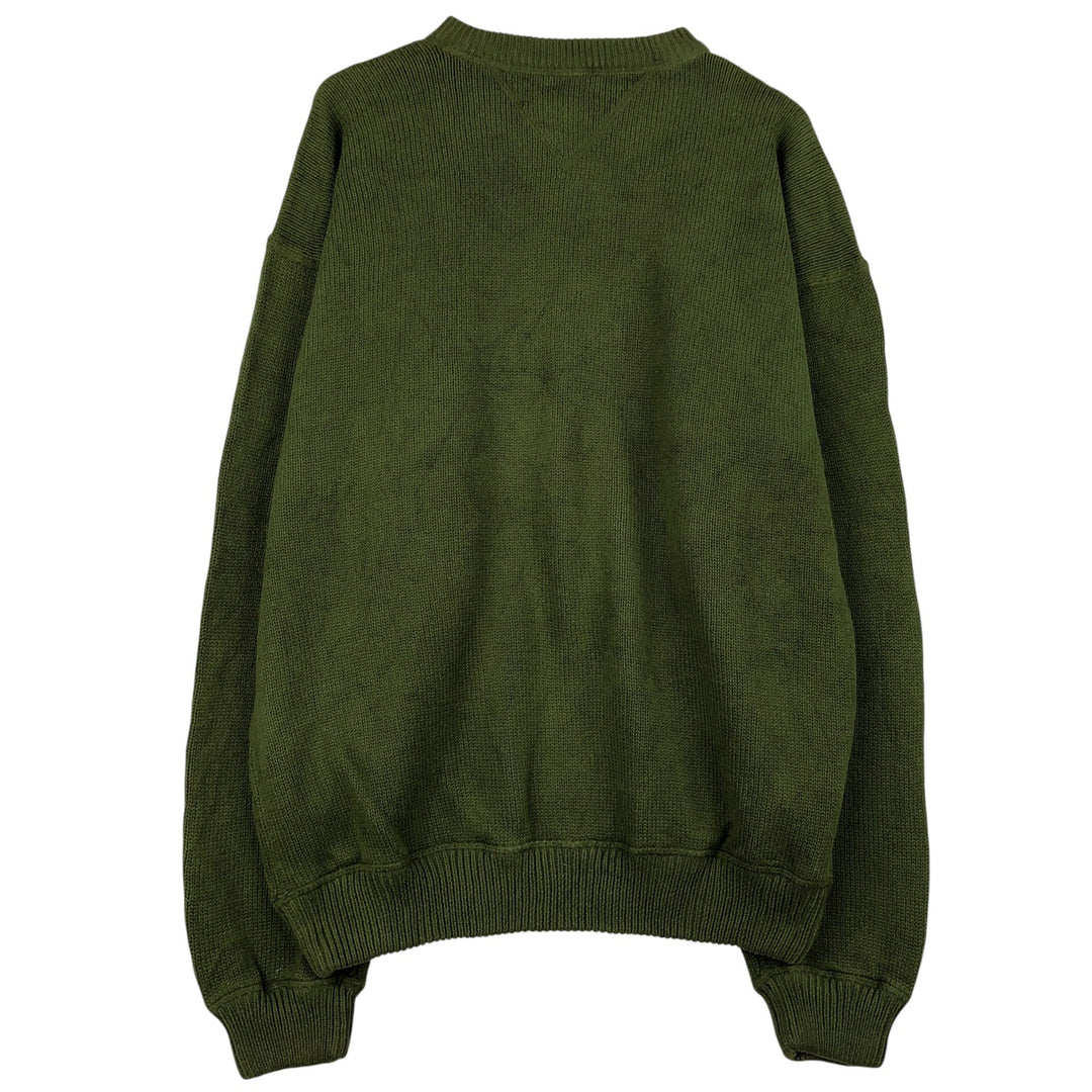 90s~ Tommy Hilfiger Cotton Knit Sweater Men's XL Vintage cotton Khaki type sage green Vintage Second Hand