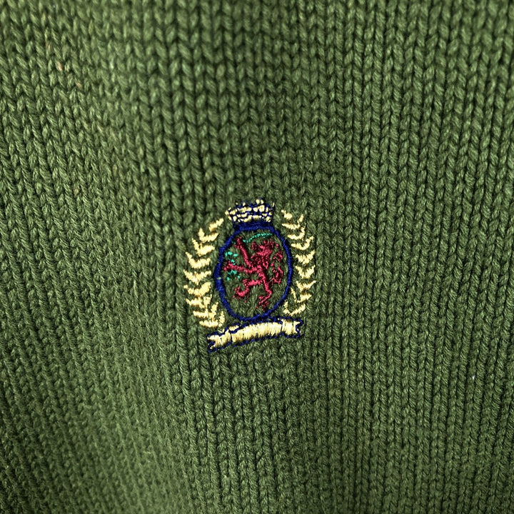 90s~ Tommy Hilfiger Cotton Knit Sweater Men's XL Vintage cotton Khaki type sage green Vintage Second Hand