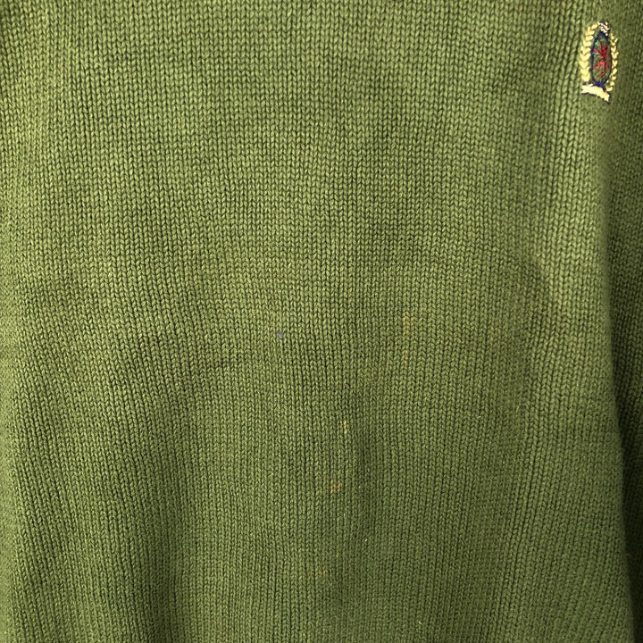 90s~ Tommy Hilfiger Cotton Knit Sweater Men's XL Vintage cotton Khaki type sage green Vintage Second Hand