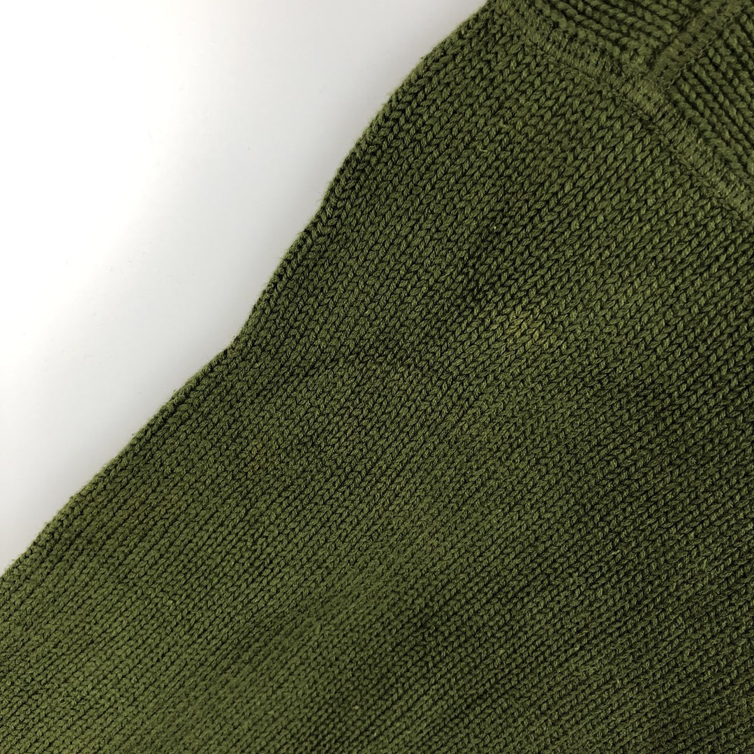 90s~ Tommy Hilfiger Cotton Knit Sweater Men's XL Vintage cotton Khaki type sage green Vintage Second Hand