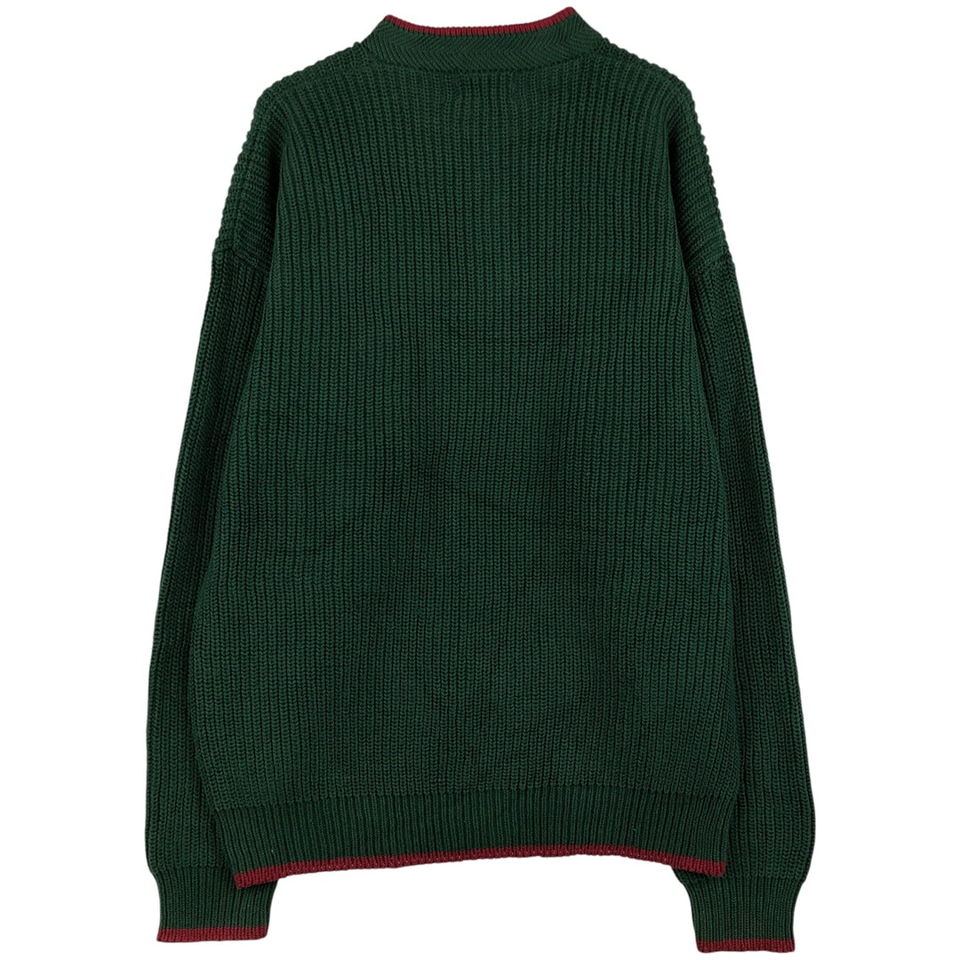 Vintage 90'S WOOLRICH ribbed cotton knit sweater, henley neck, men's size XL cotton green type Vintage Second Hand