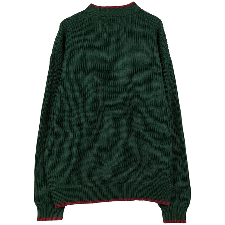 Vintage 90'S WOOLRICH ribbed cotton knit sweater, henley neck, men's size XL cotton green type Vintage Second Hand