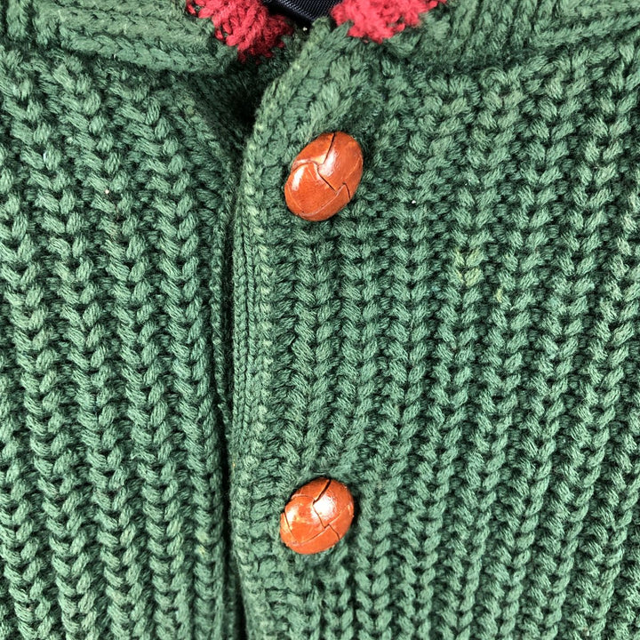 Vintage 90'S WOOLRICH ribbed cotton knit sweater, henley neck, men's size XL cotton green type Vintage Second Hand