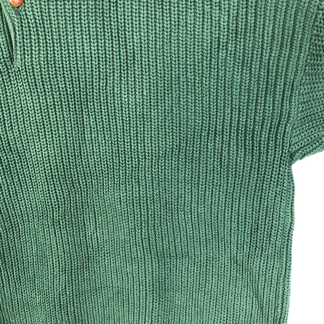 Vintage 90'S WOOLRICH ribbed cotton knit sweater, henley neck, men's size XL cotton green type Vintage Second Hand